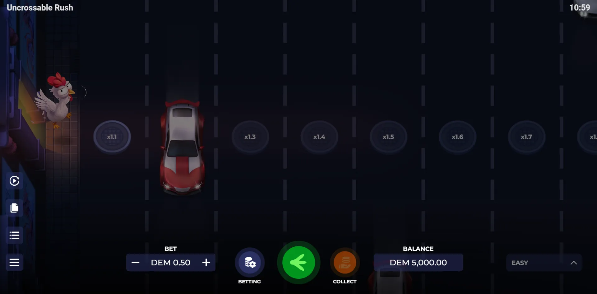 Uncrossable Rush slot gameplay screenshot