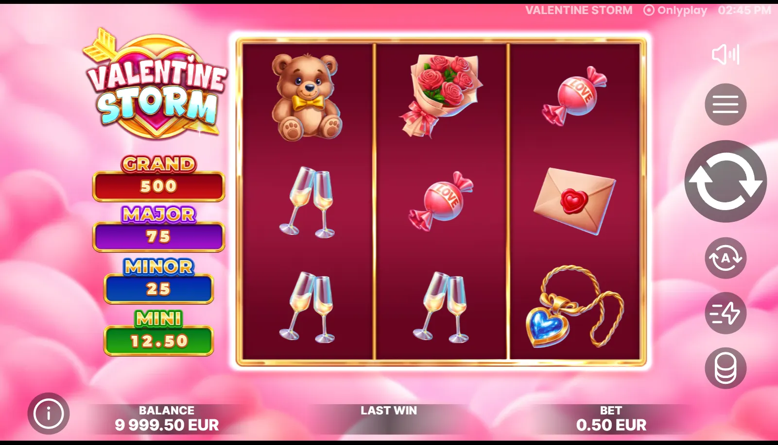 Valentine Storm slot gameplay screenshot