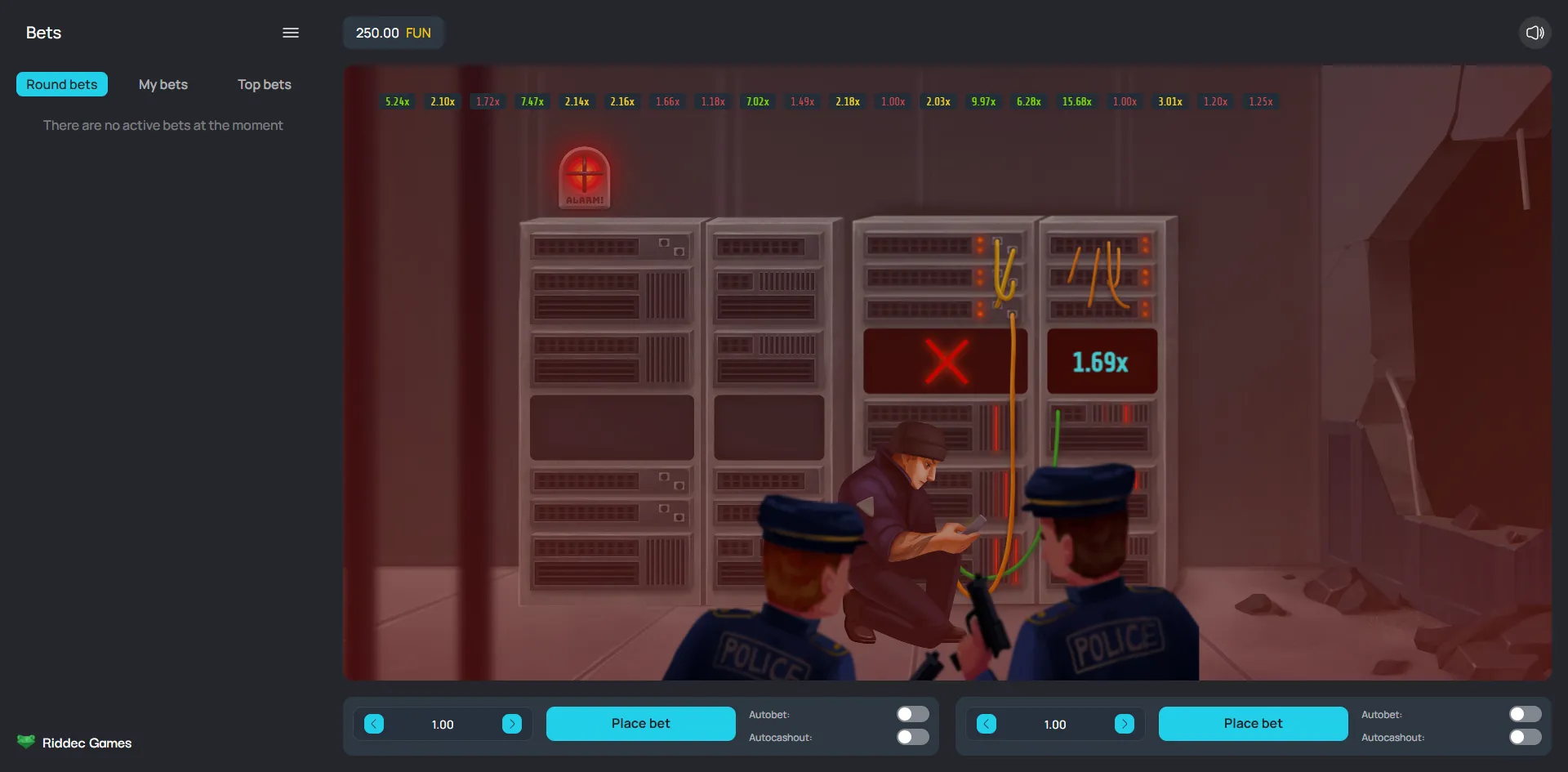 Vault Crash slot by Riddec Games gameplay screenshot