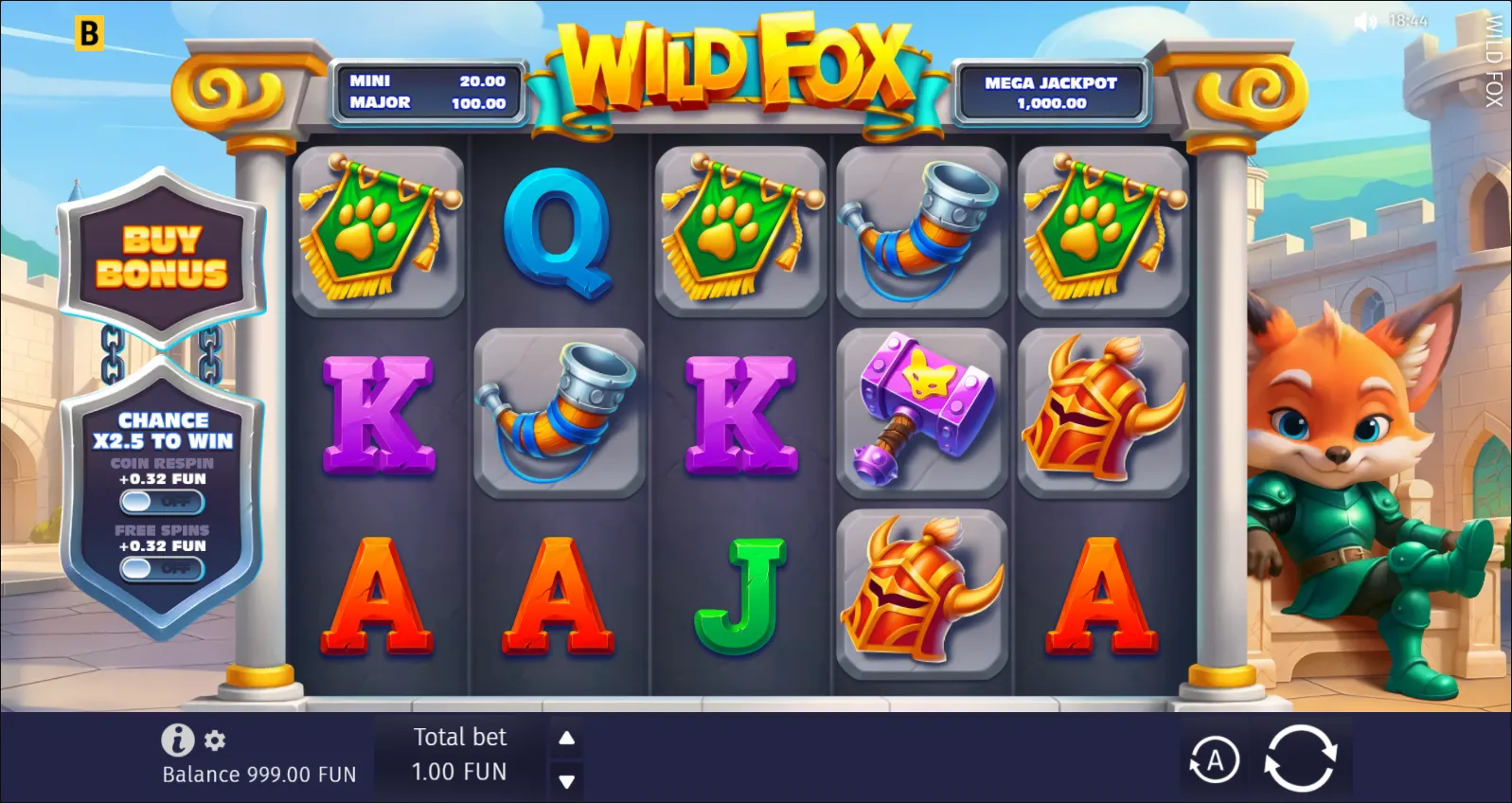 Wild Fox slot gameplay screenshot