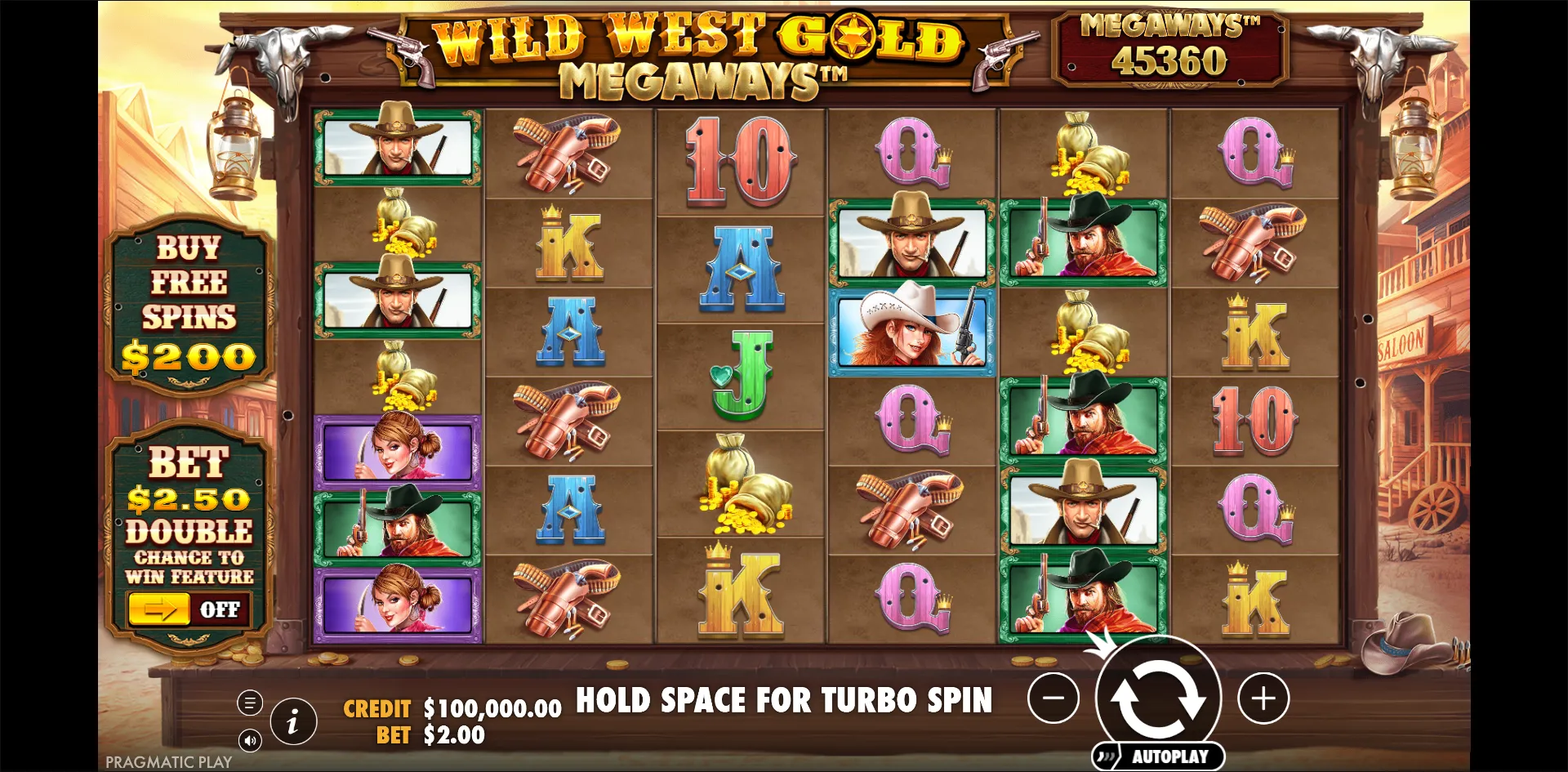 Wild West Gold Megaways slot gameplay screenshot