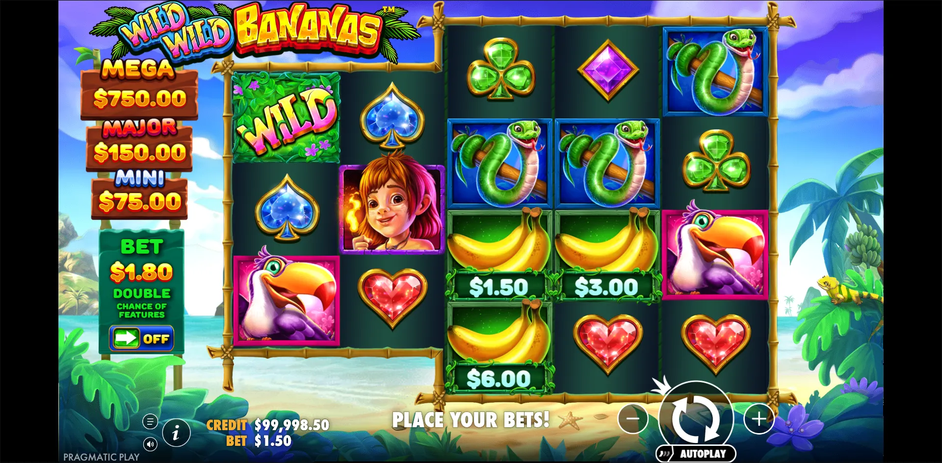 Wild Wild Bananas slot gameplay screenshot