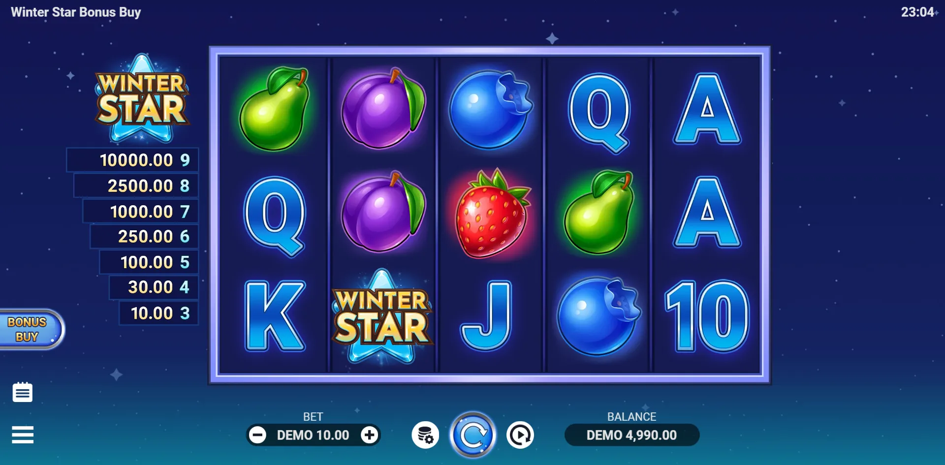 Winter Star Bonus Buy slot gameplay screenshot