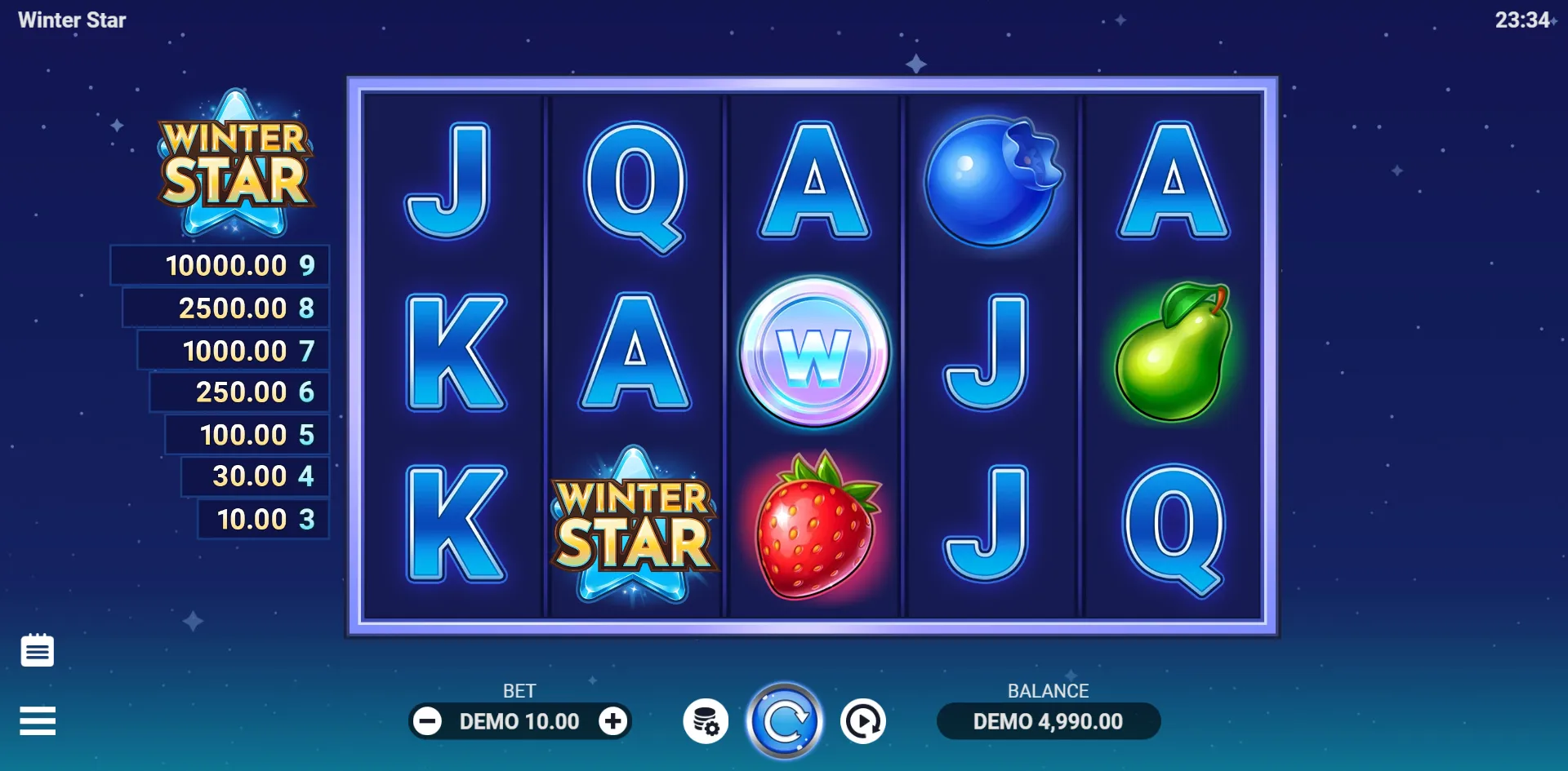 Winter Star slot gameplay screenshot