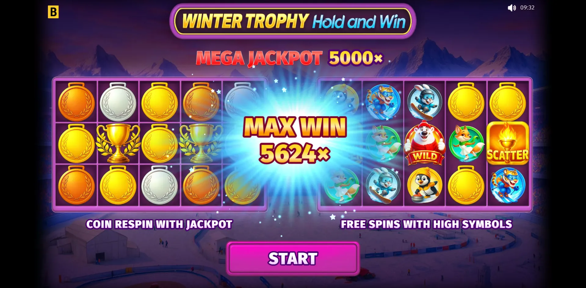 Winter Trophy Hold and Win slot gameplay screenshot