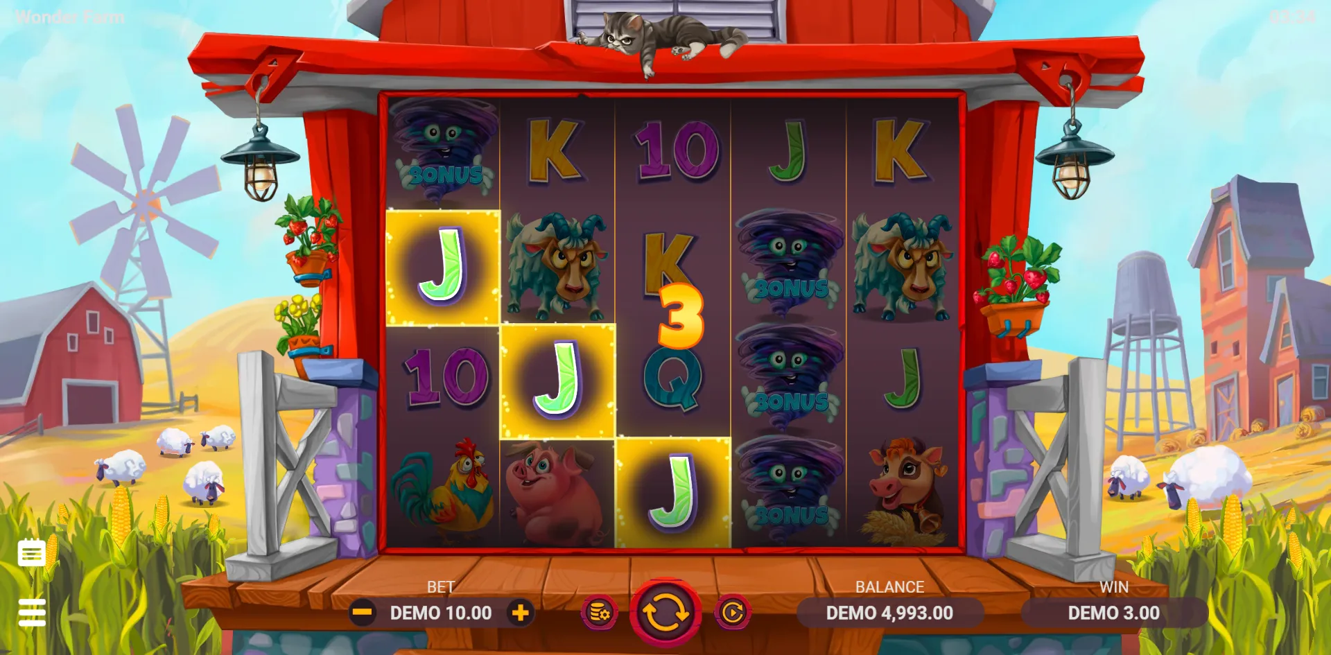Wonder Farm slot gameplay screenshot
