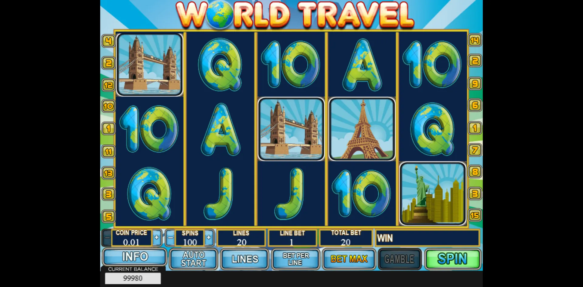 World Travel slot gameplay screenshot
