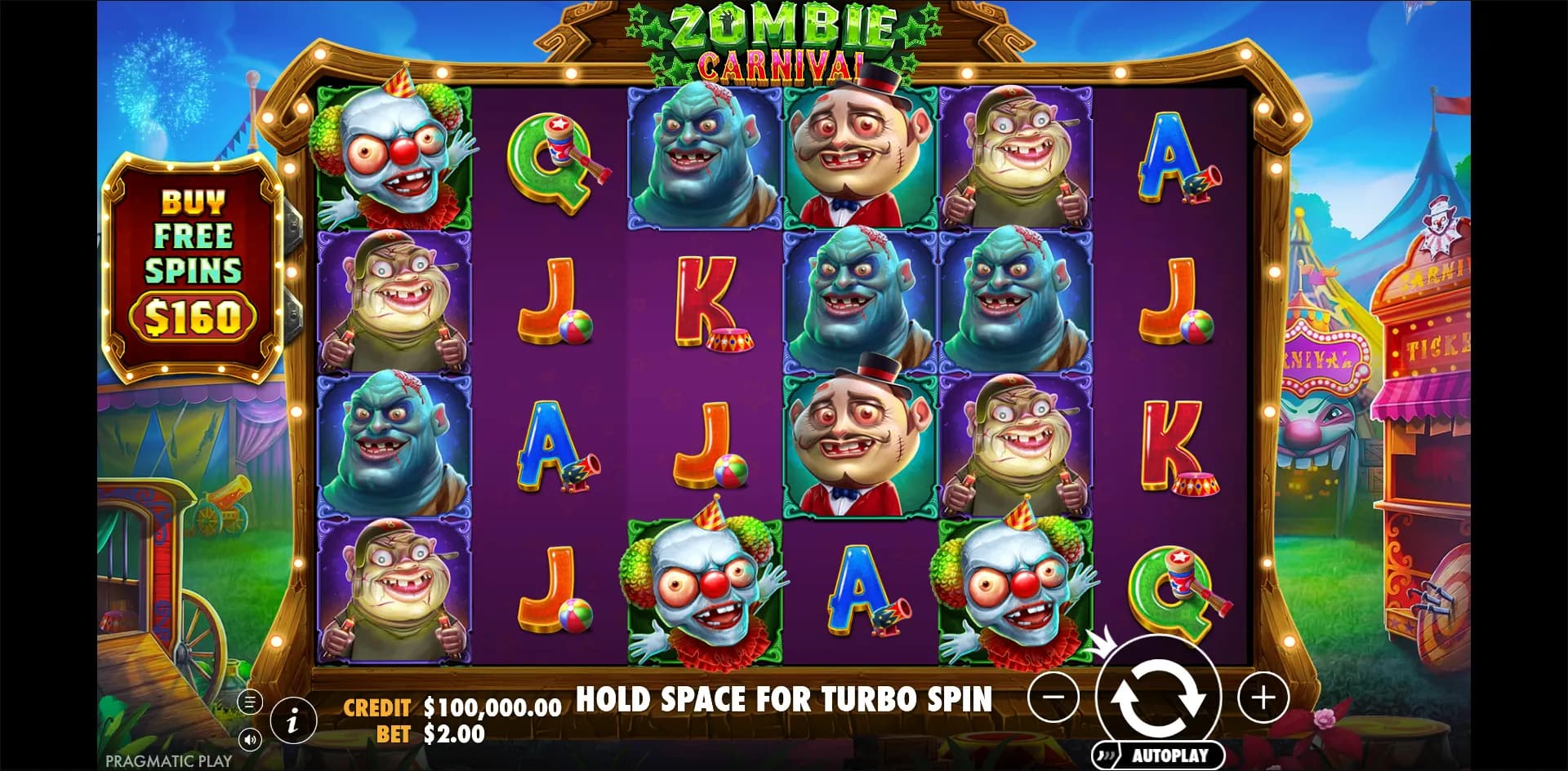 Zombie Carnival slot gameplay screenshot