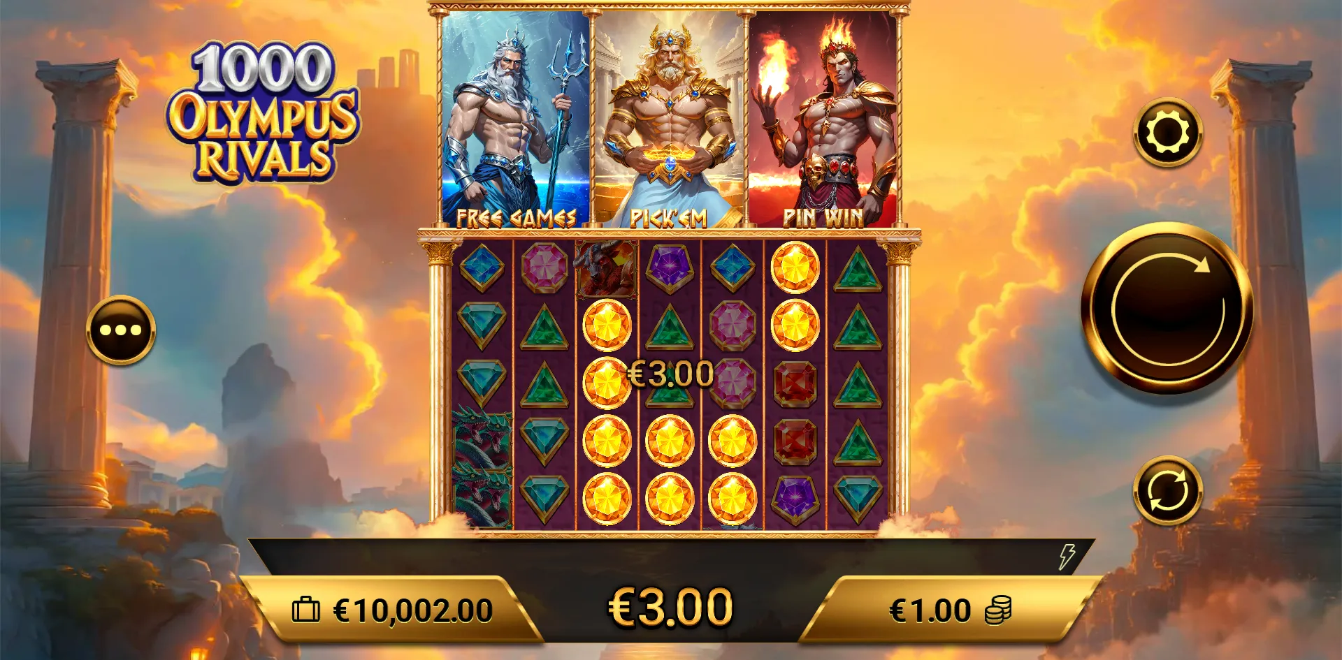 1000 Olympus Rivals slot gameplay screenshot