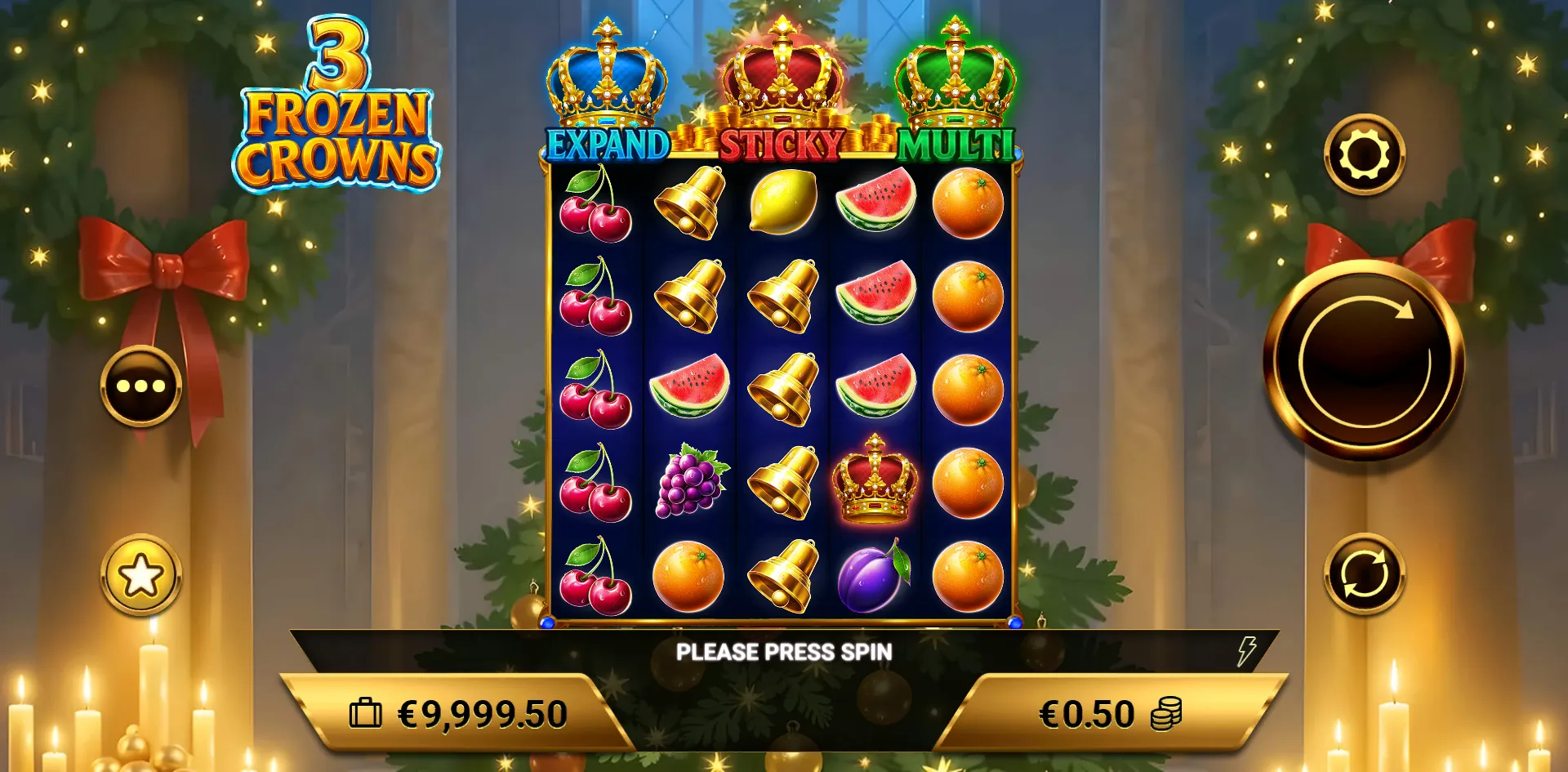 3 Frozen Crowns slot gameplay screenshot