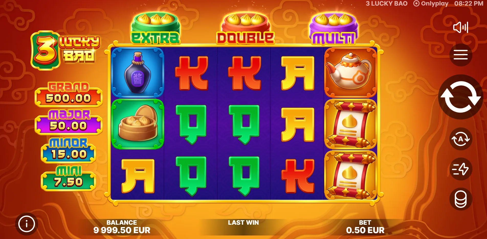 3 Lucky Bao slot gameplay screenshot