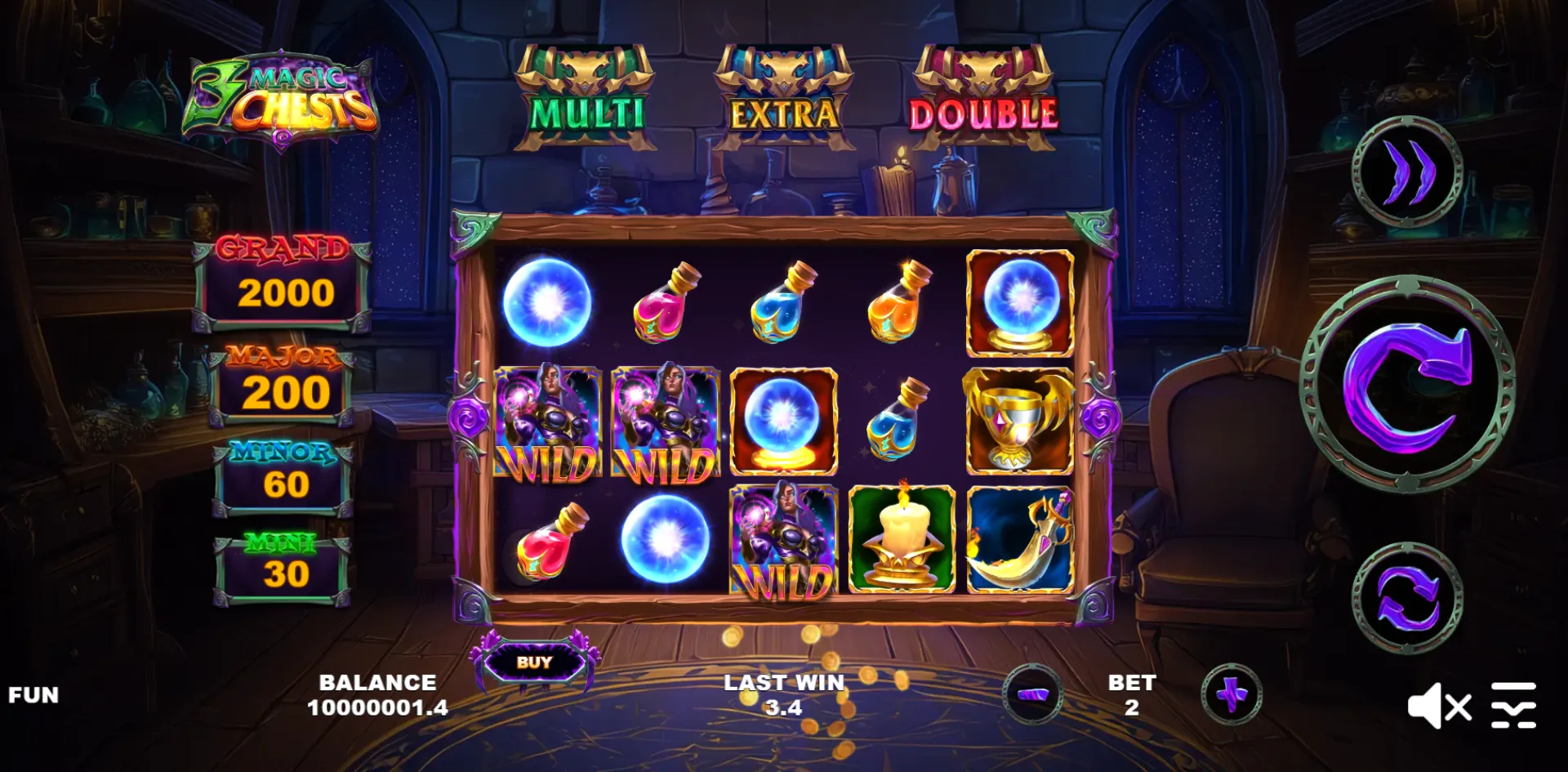 3 Magic Chests slot gameplay screenshot