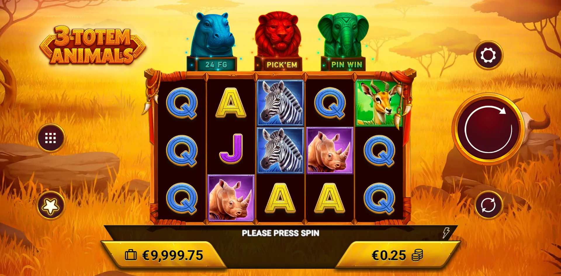 3 Totem Animals slot gameplay screenshot