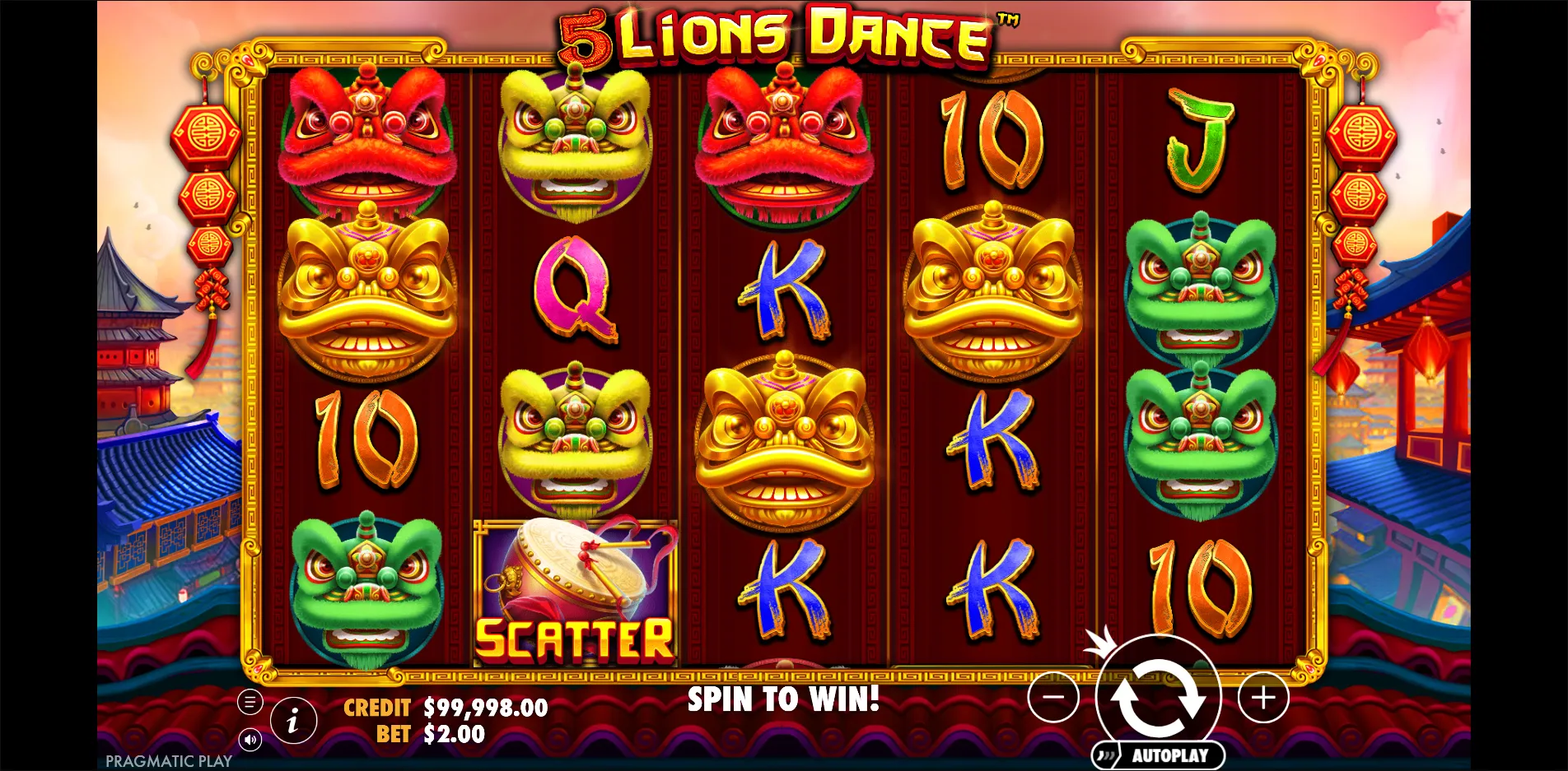 5 Lions Dance slot gameplay screenshot