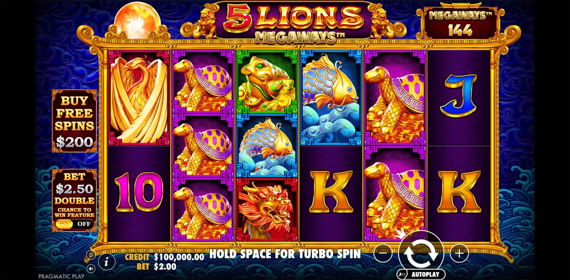5 Lions Megaways slot gameplay screenshot
