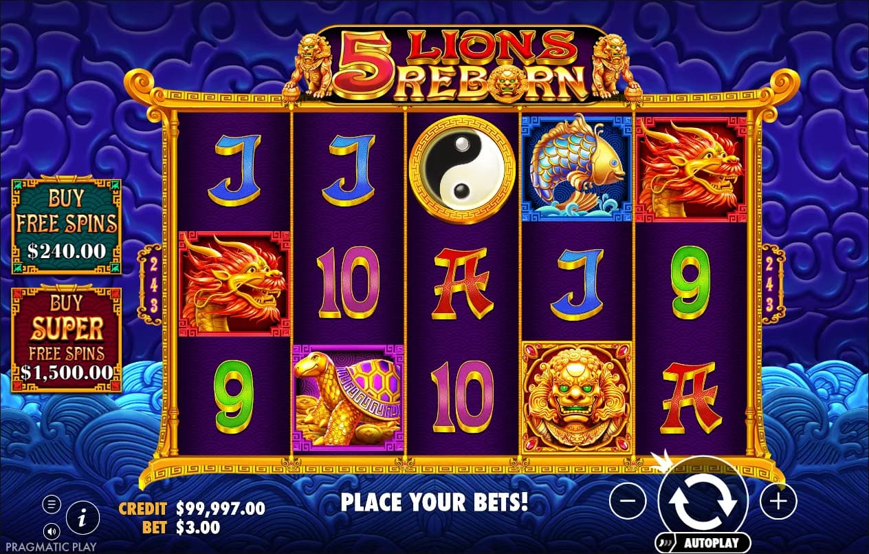 5 Lions Reborn slot gameplay screenshot