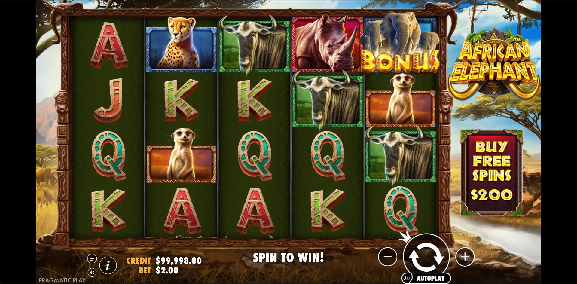 African Elephant slot gameplay screenshot