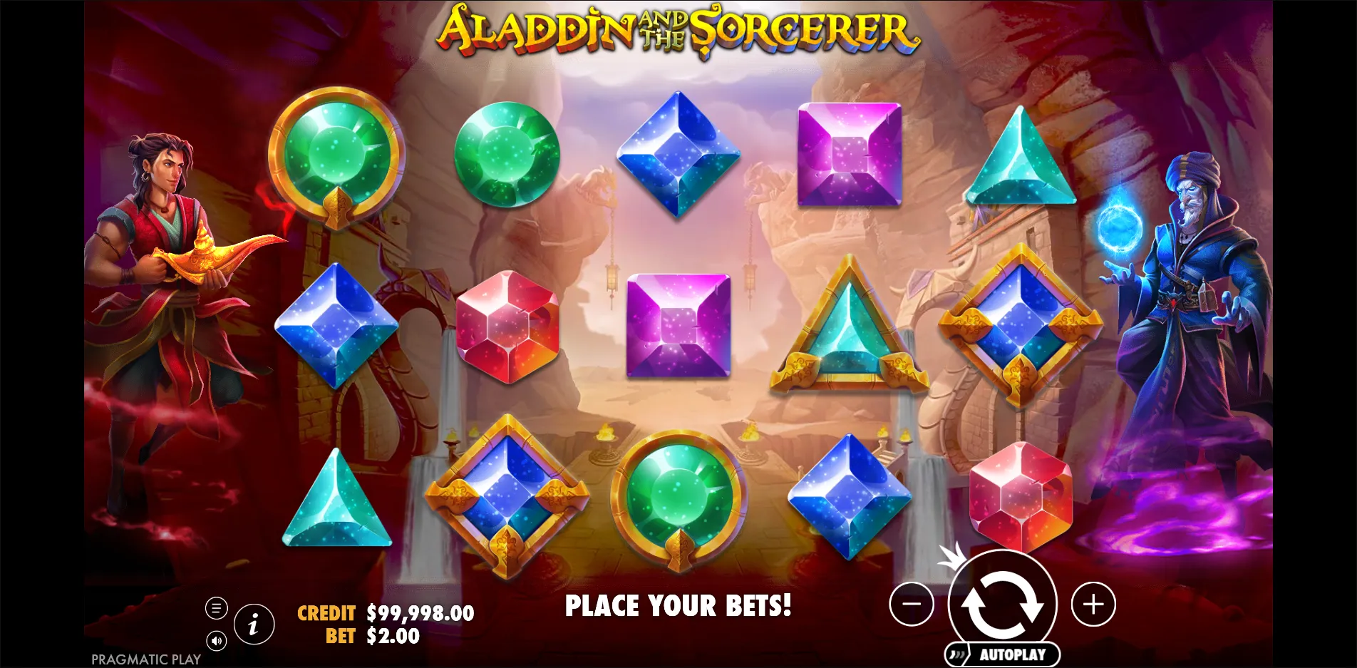 Aladdin and the Sorcerer slot gameplay screenshot