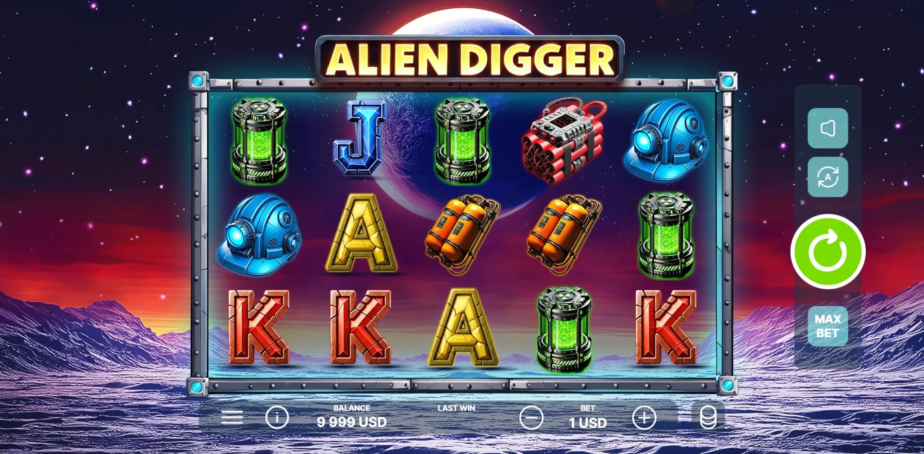 Alien Digger slot gameplay screenshot