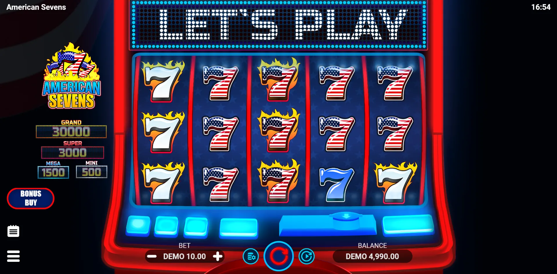 American Sevens slot gameplay screenshot