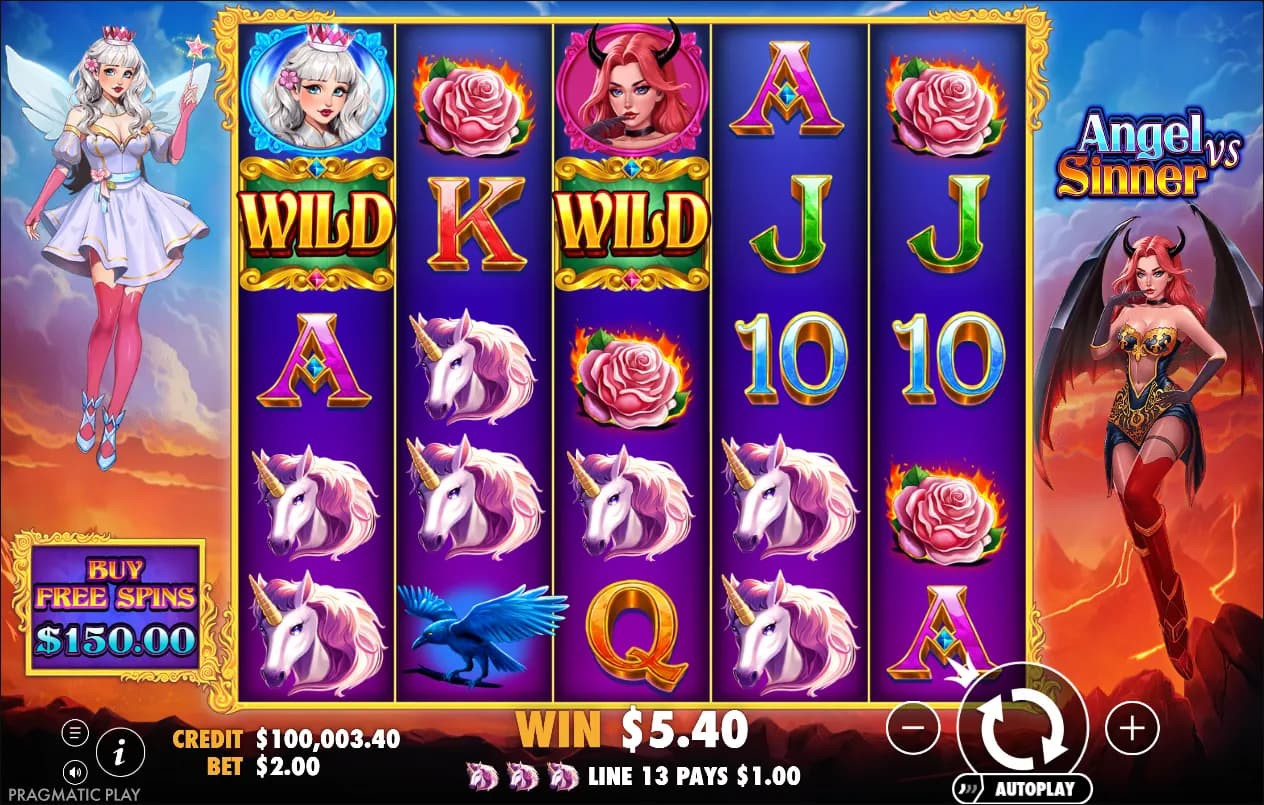Angel vs Sinner slot gameplay screenshot