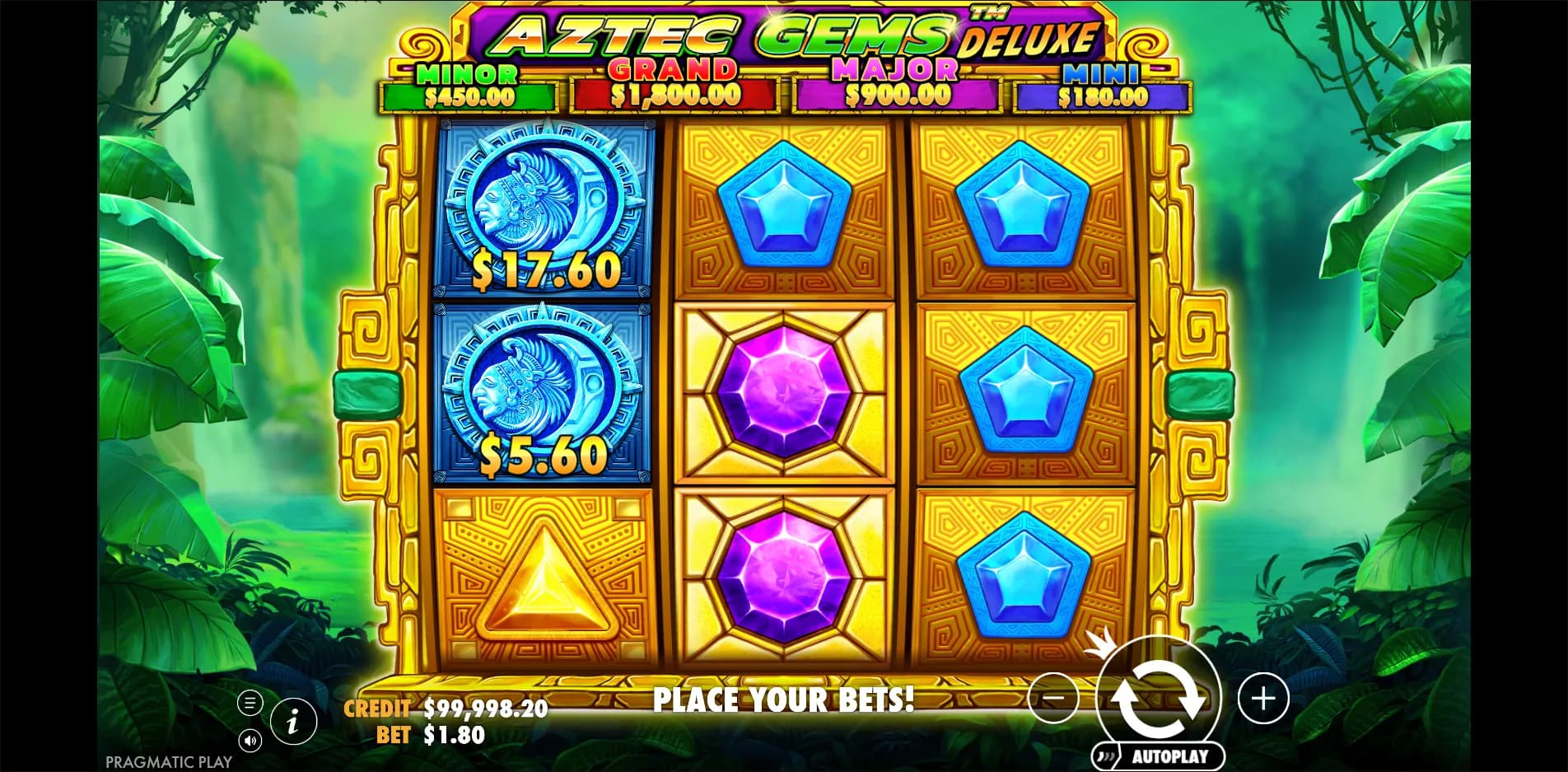 Aztec Gems Deluxe slot gameplay screenshot