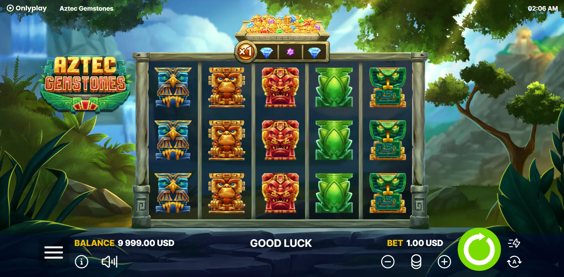 Aztec Gemstones slot gameplay screenshot