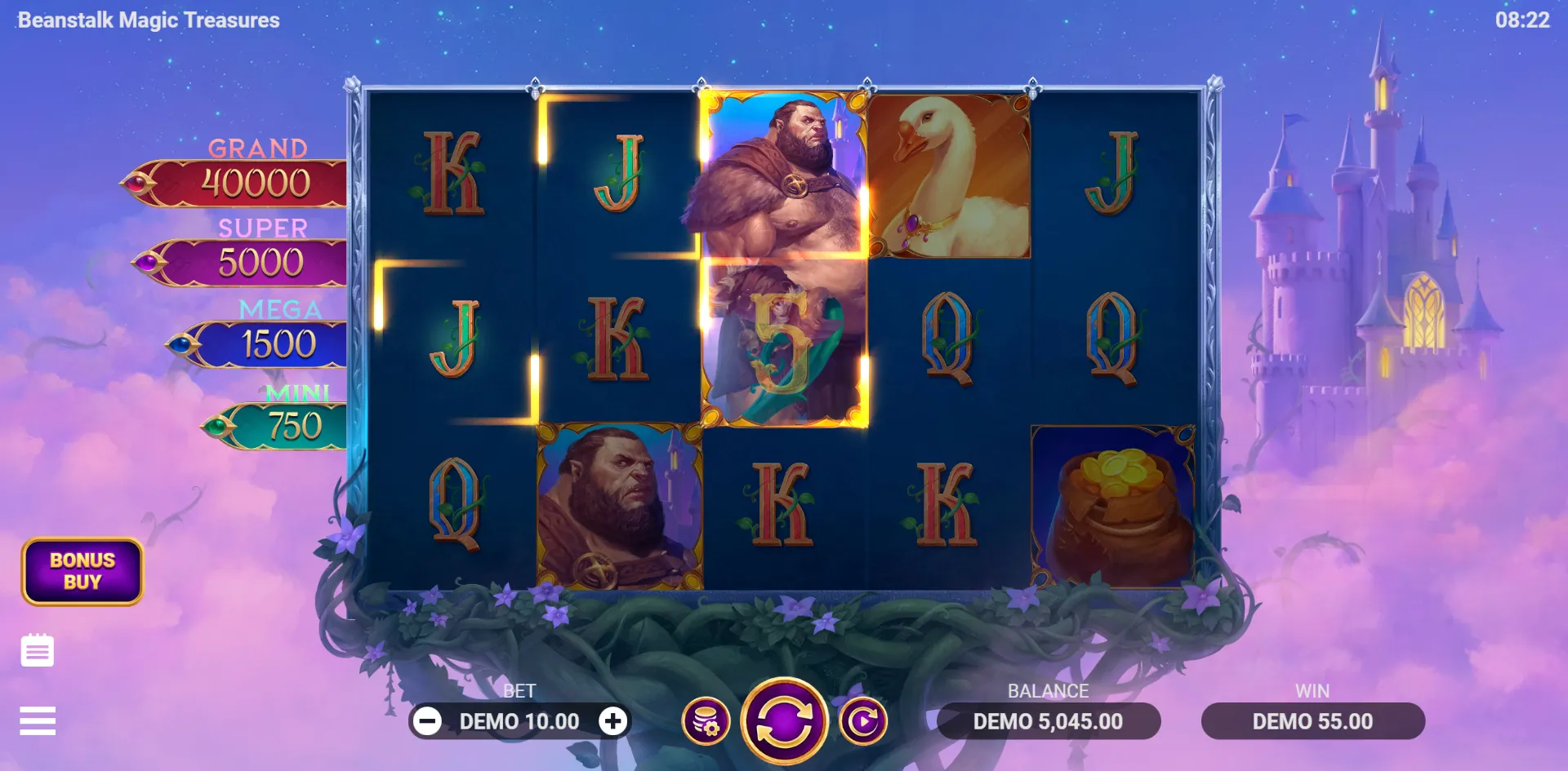 Beanstalk Magic Treasures slot gameplay screenshot