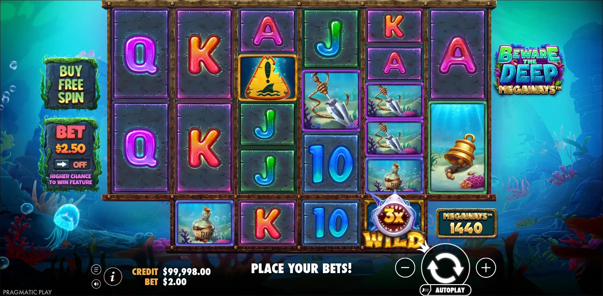 Beware The Deep Megaways slot gameplay screenshot