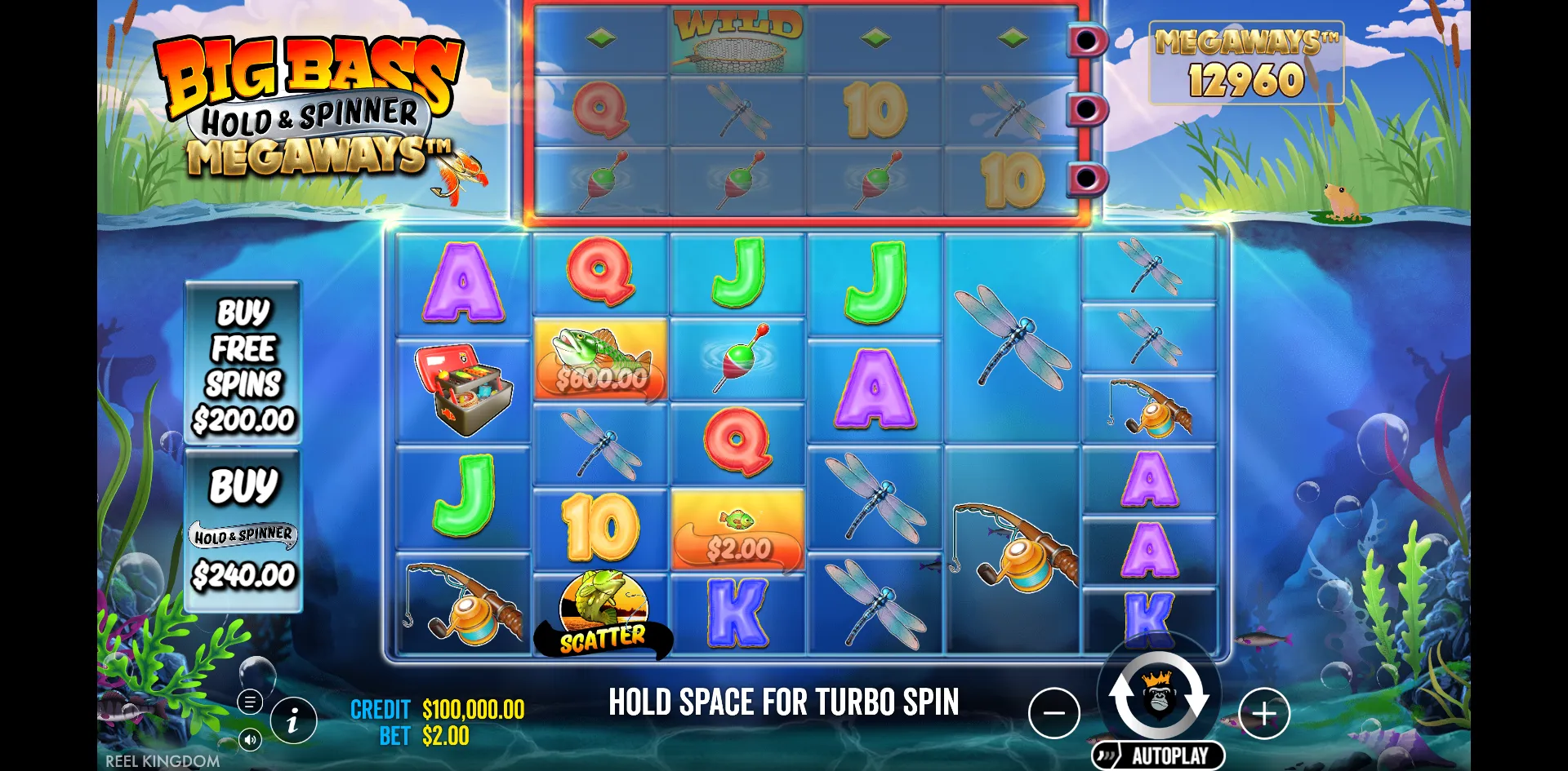 Big Bass Hold & Spinner Megaways slot gameplay screenshot