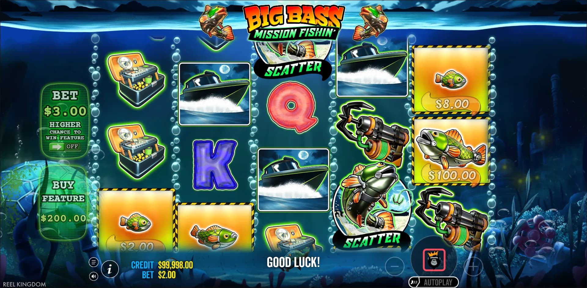 Big Bass Mission Fishin' slot gameplay screenshot