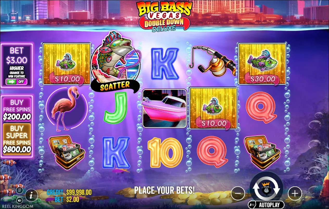 Big Bass Vegas Double Down Deluxe slot gameplay screenshot