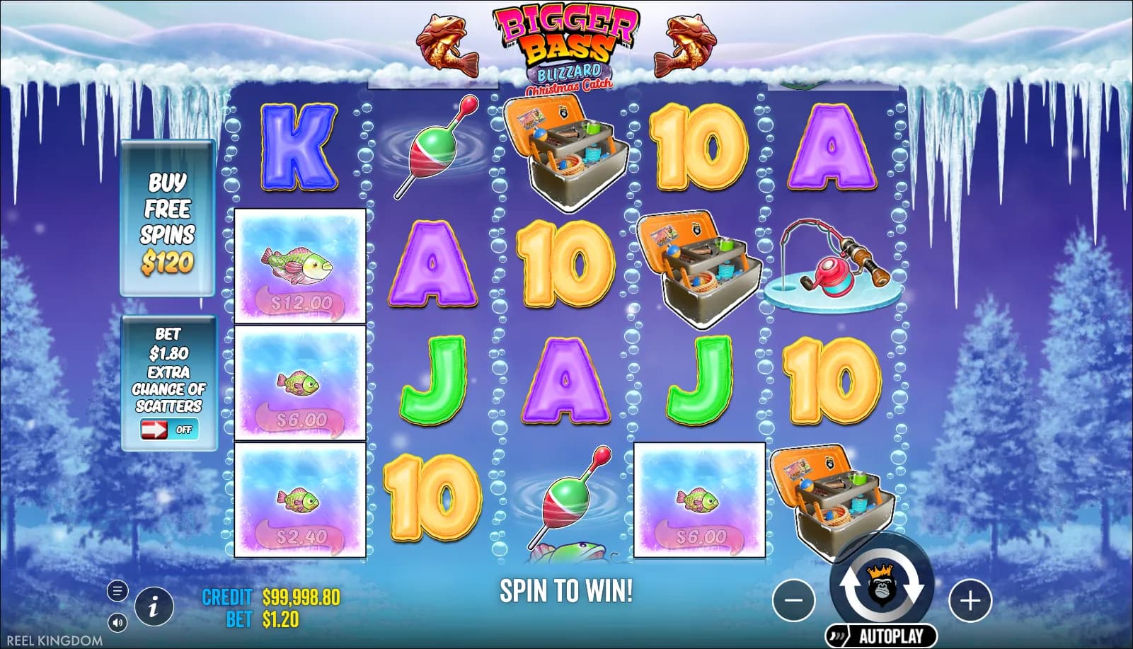Bigger Bass Blizzard - Christmas Catch slot gameplay screenshot