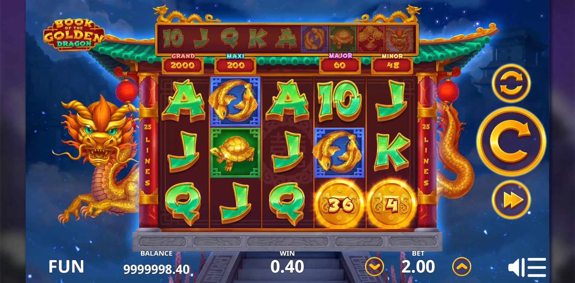 Book of the Golden Dragon slot gameplay screenshot