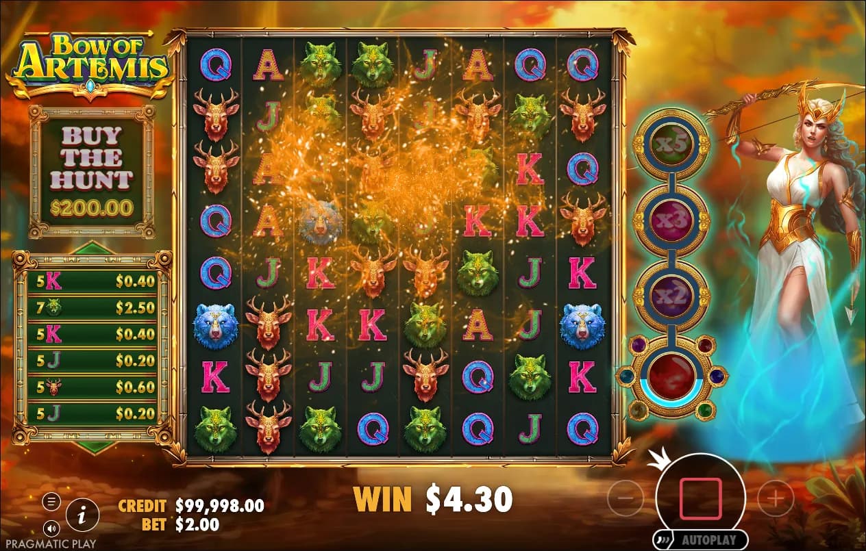 Bow of Artemis slot gameplay screenshot