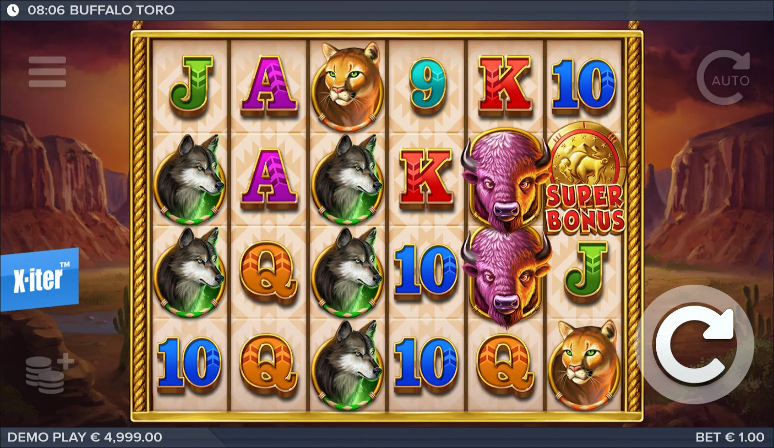 Buffalo Toro slot gameplay screenshot