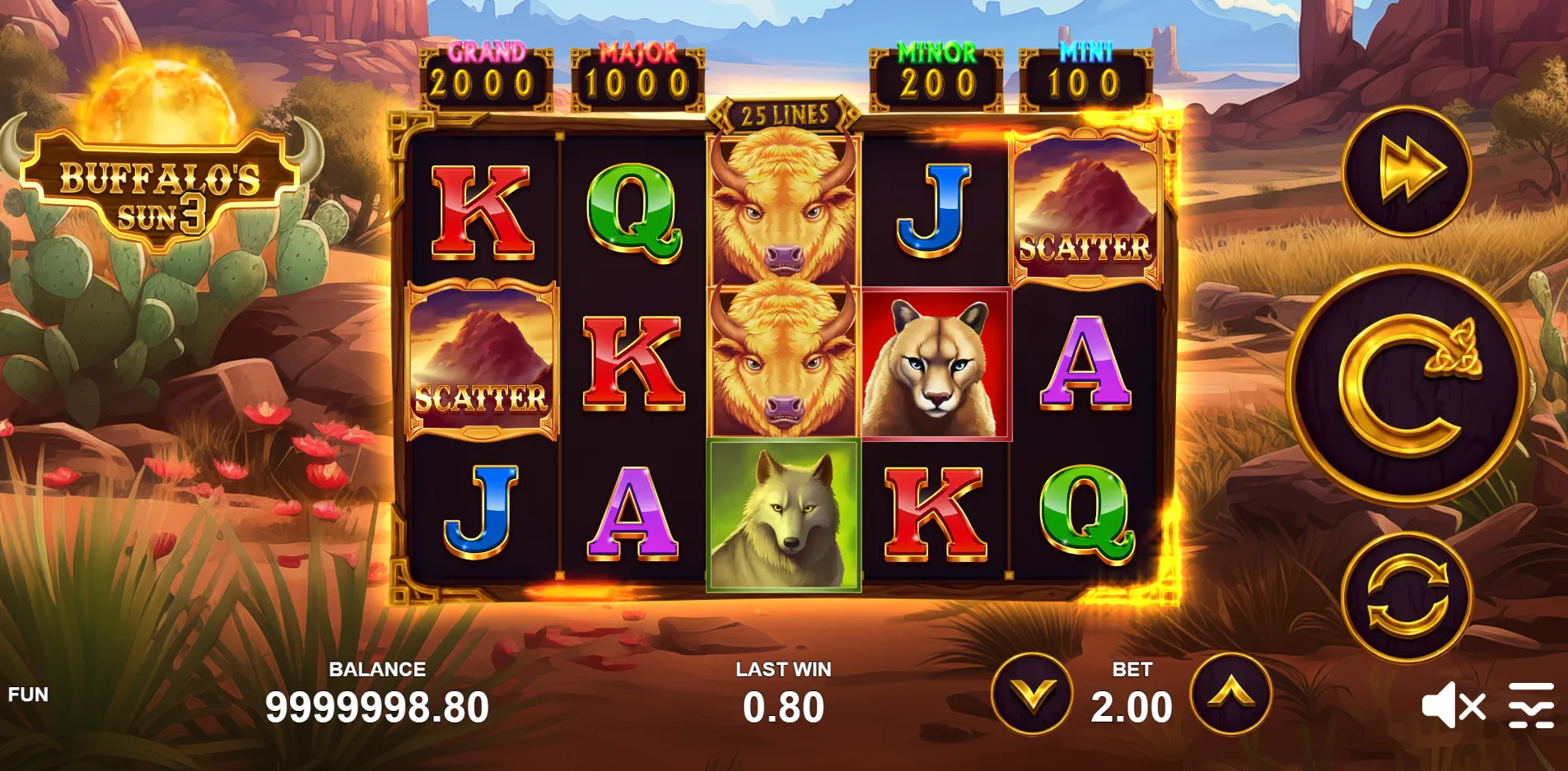 Buffalo's Sun 3 slot gameplay screenshot