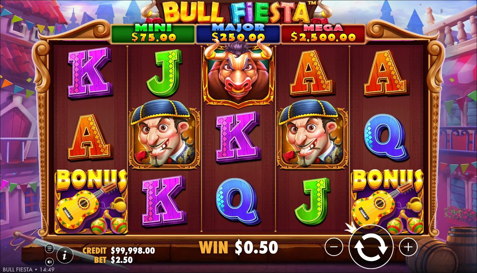 Bull Fiesta slot gameplay screenshot