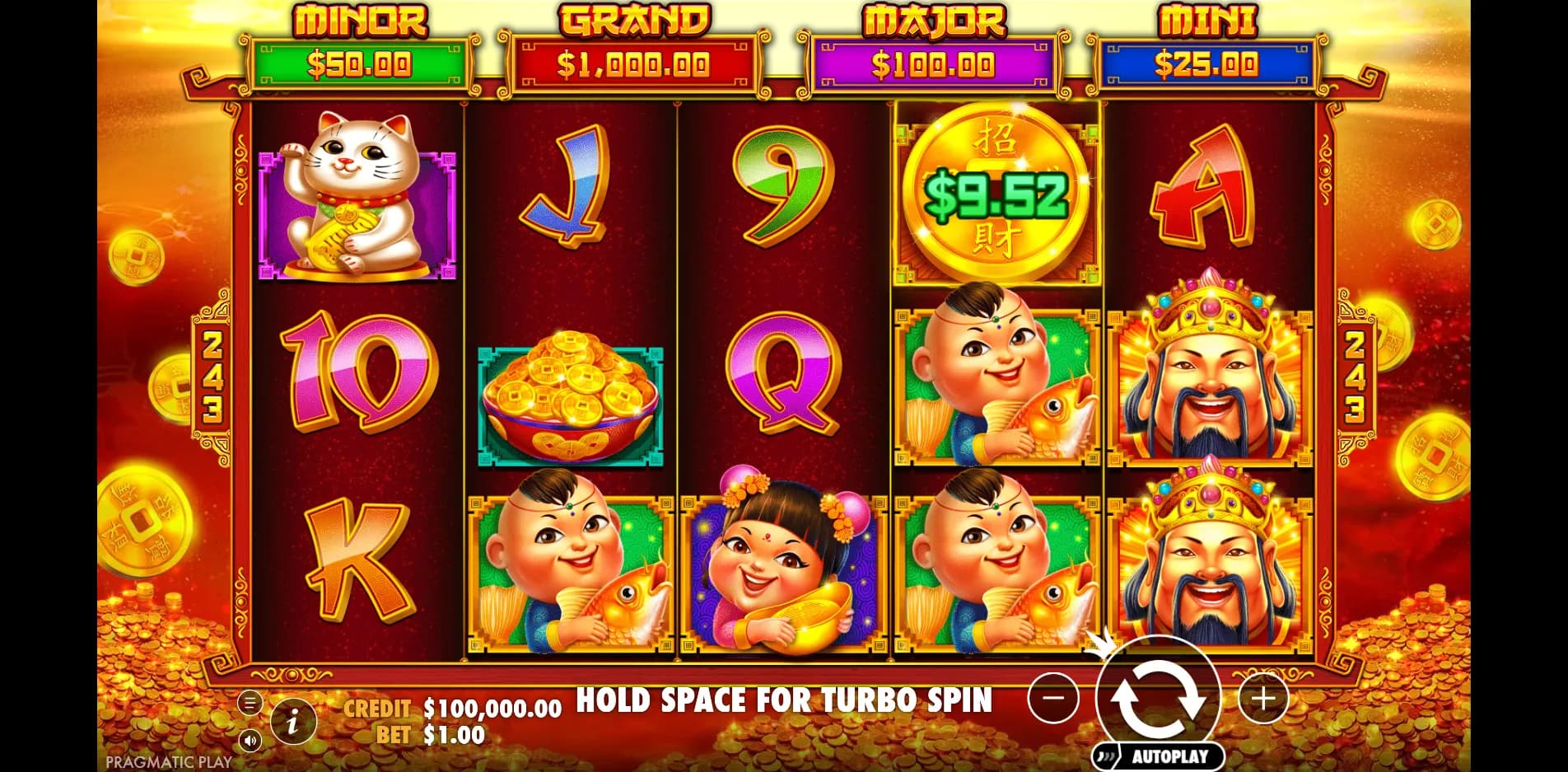 Caishen's Cash slot gameplay screenshot