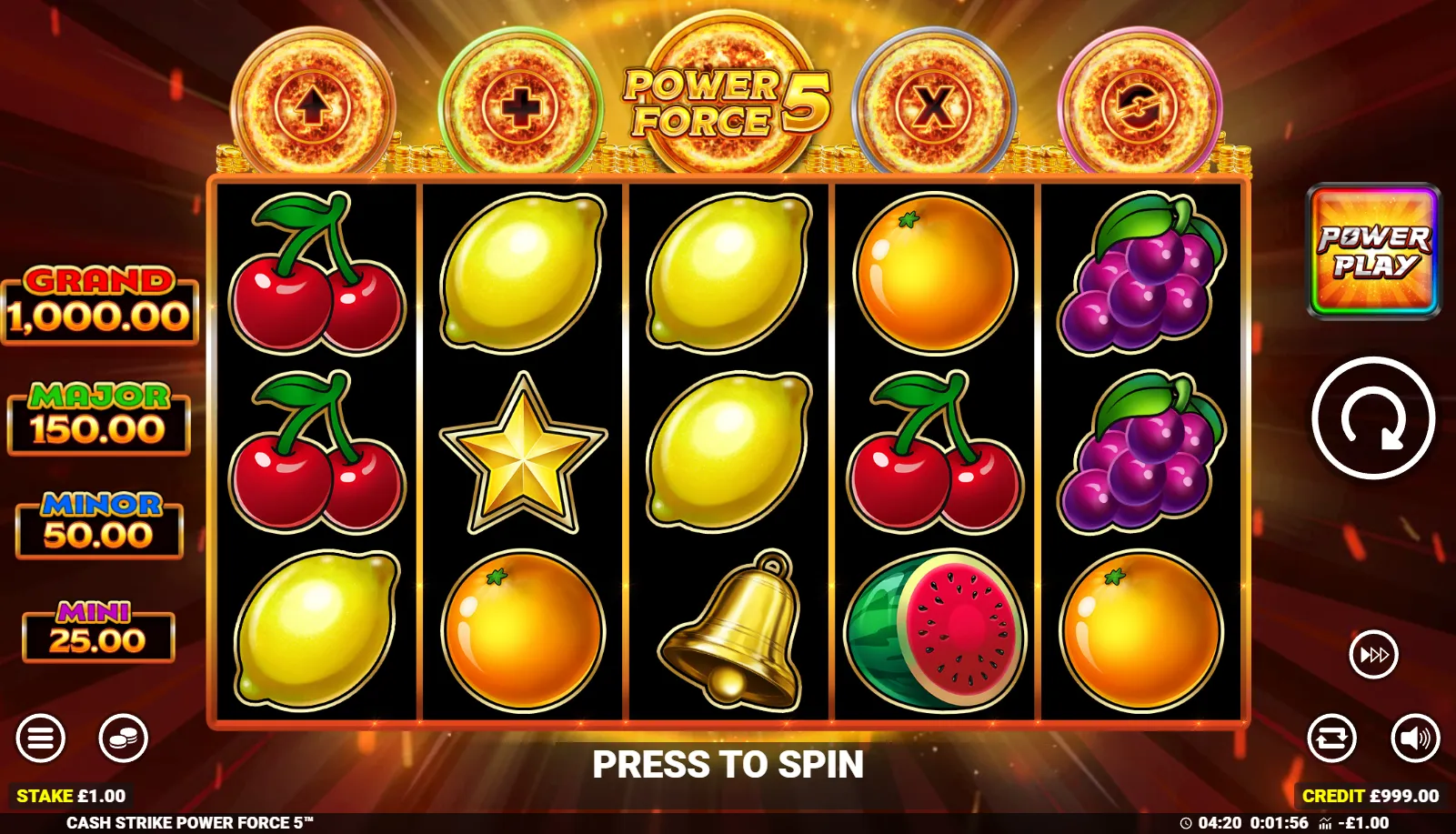 Cash Strike Power Force 5 slot gameplay screenshot