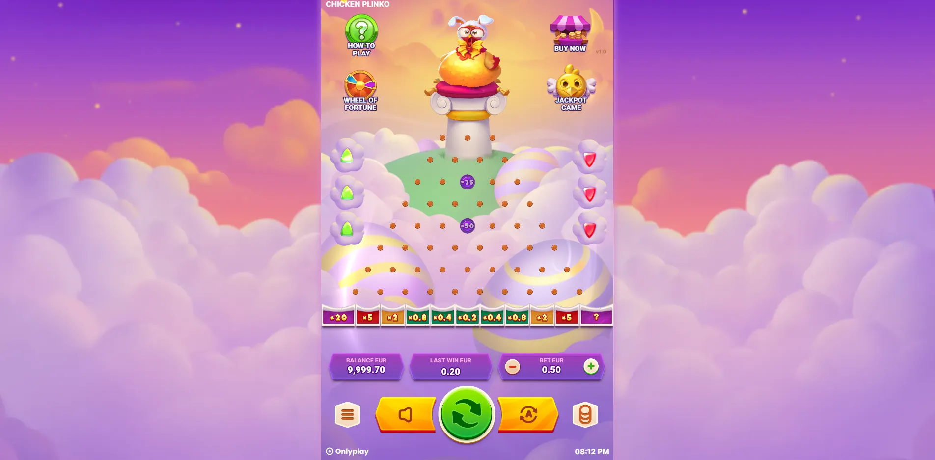 Chicken Plinko slot gameplay screenshot