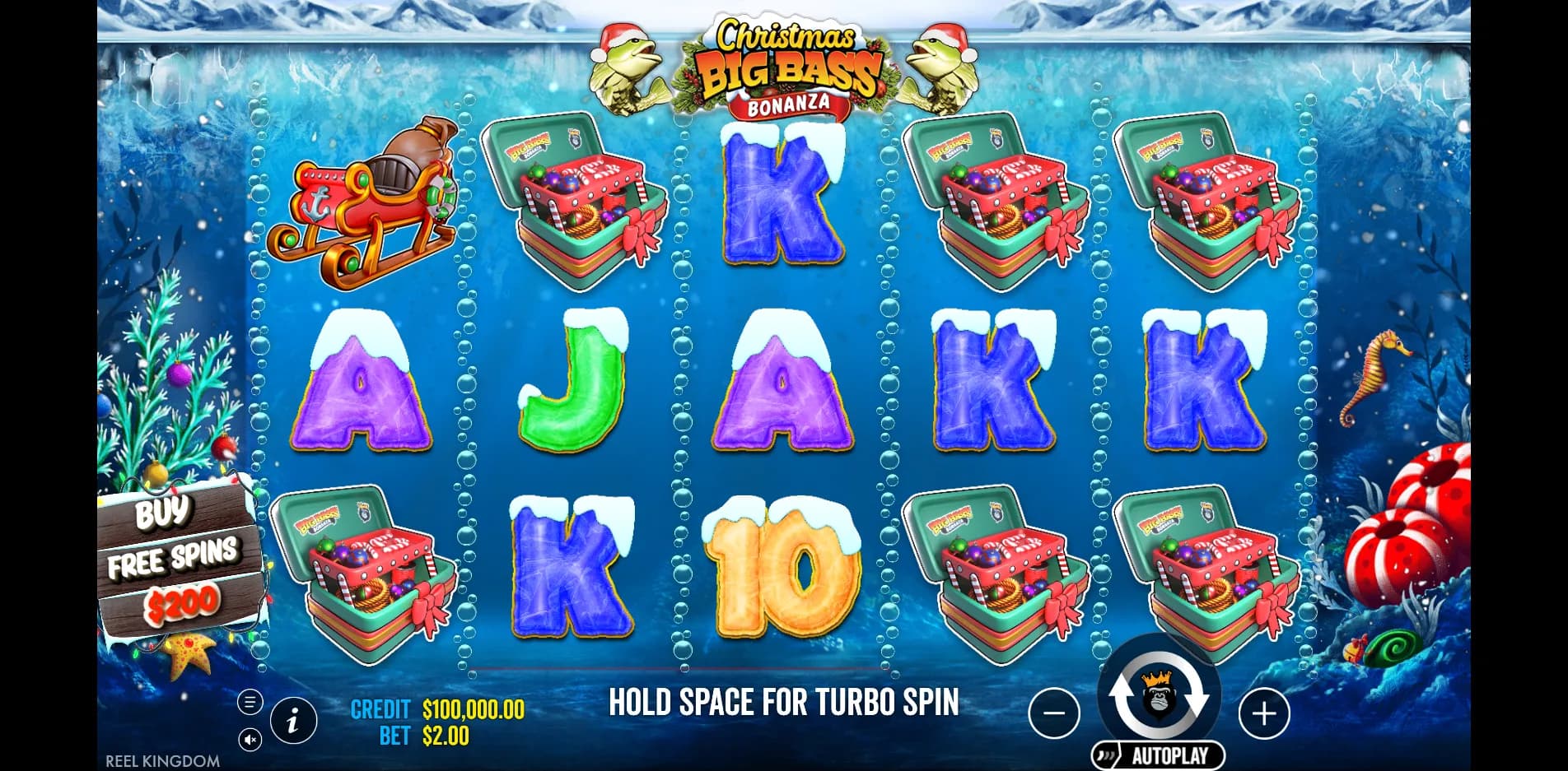 Christmas Big Bass Bonanza slot gameplay screenshot