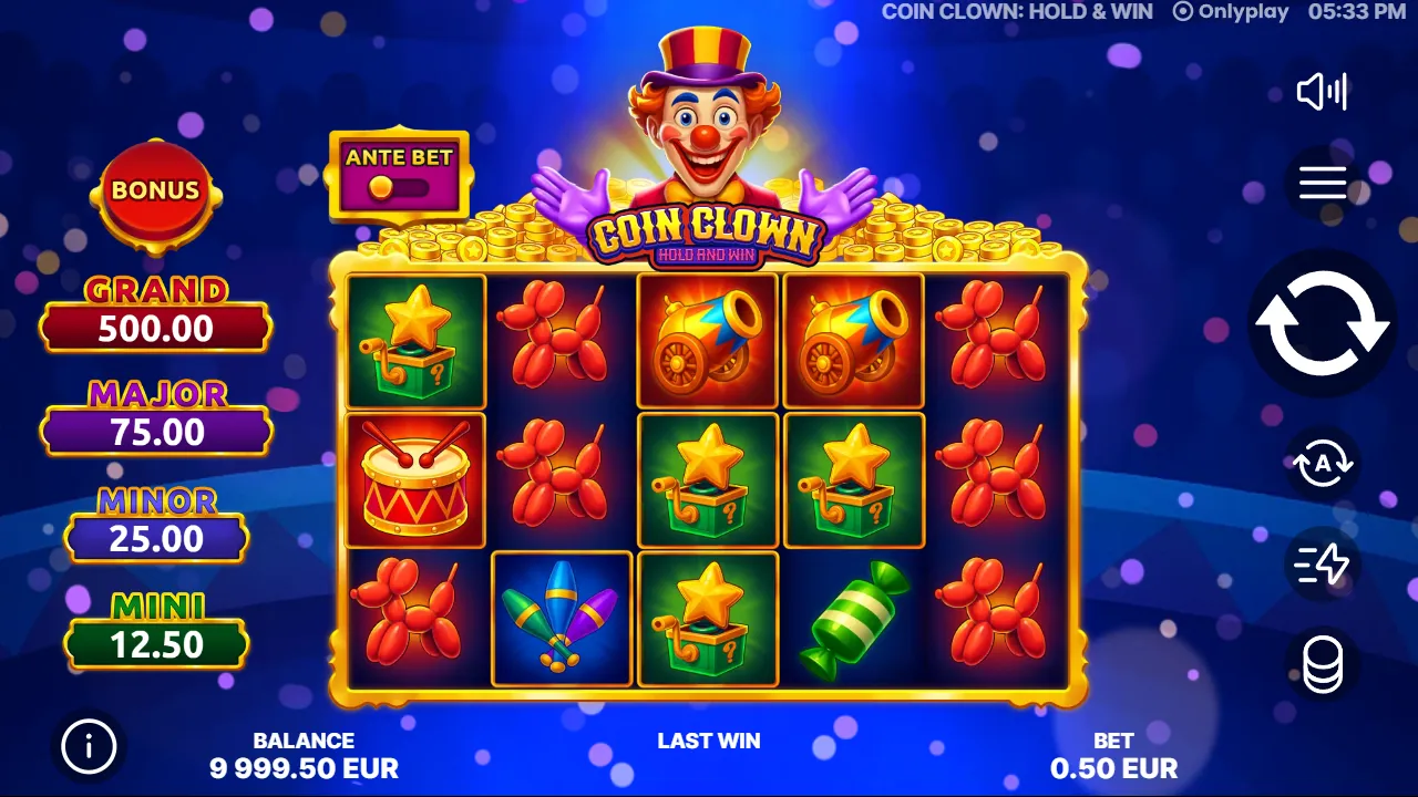 Coin Clown: Hold and Win slot gameplay screenshot