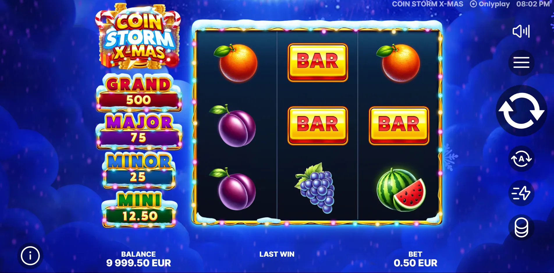 Coin Storm X-Mas slot gameplay screenshot