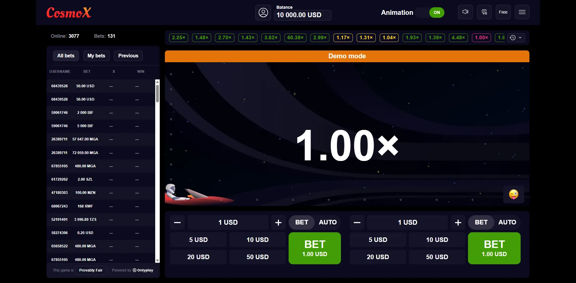 CosmoX slot gameplay screenshot