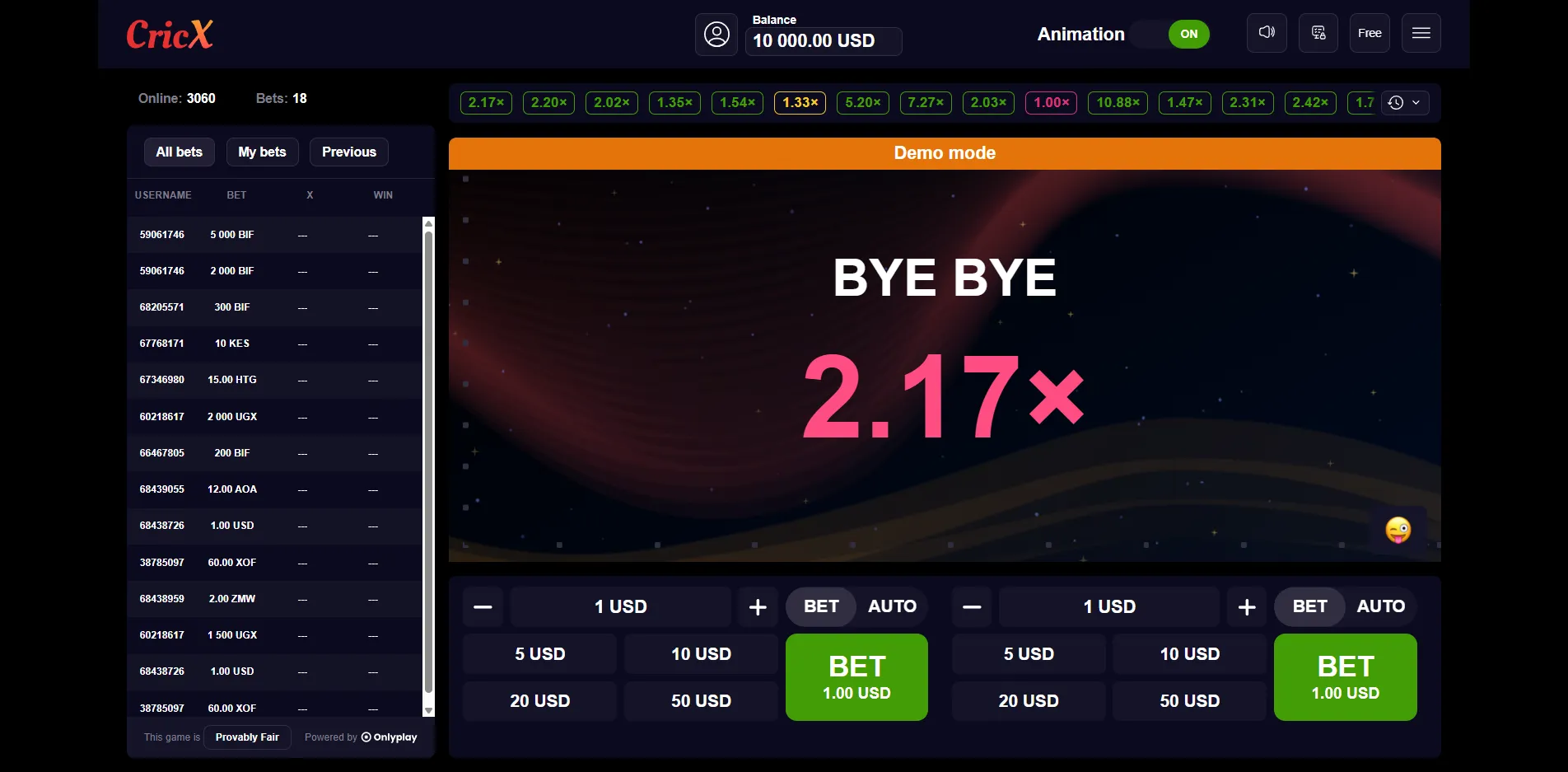 CricX slot gameplay screenshot