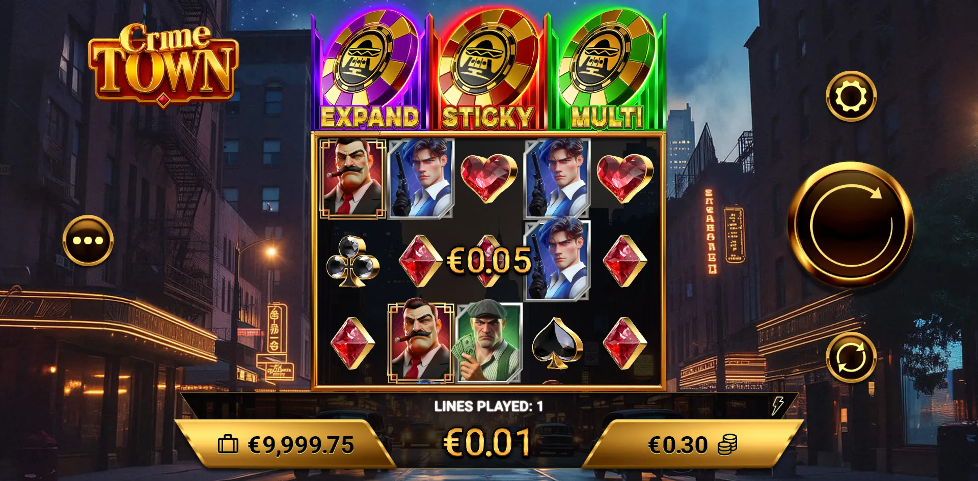 Crime Town slot gameplay screenshot