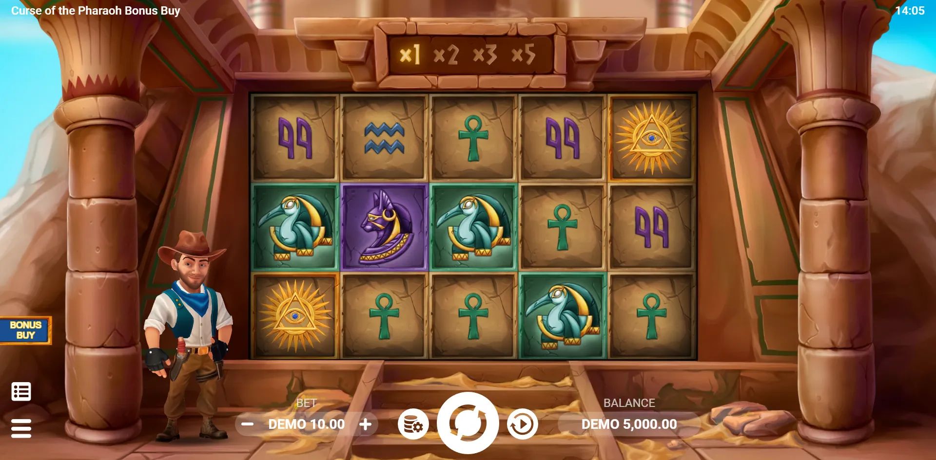 Curse of the Pharaoh Bonus Buy slot gameplay screenshot