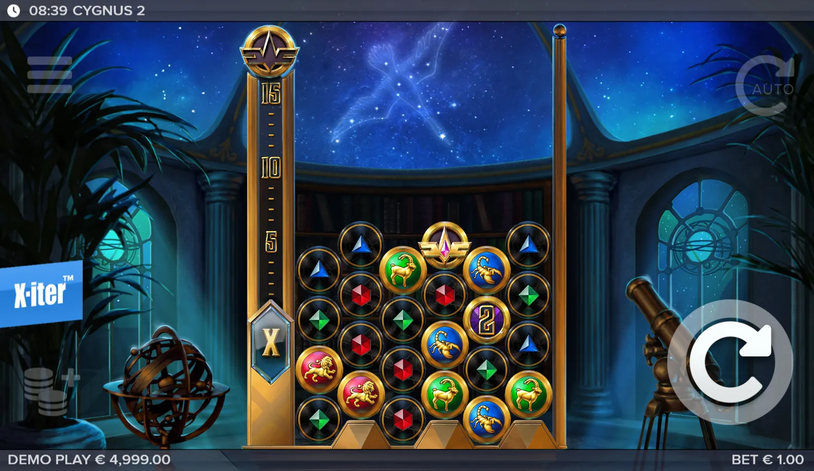 Cygnus 2 slot gameplay screenshot