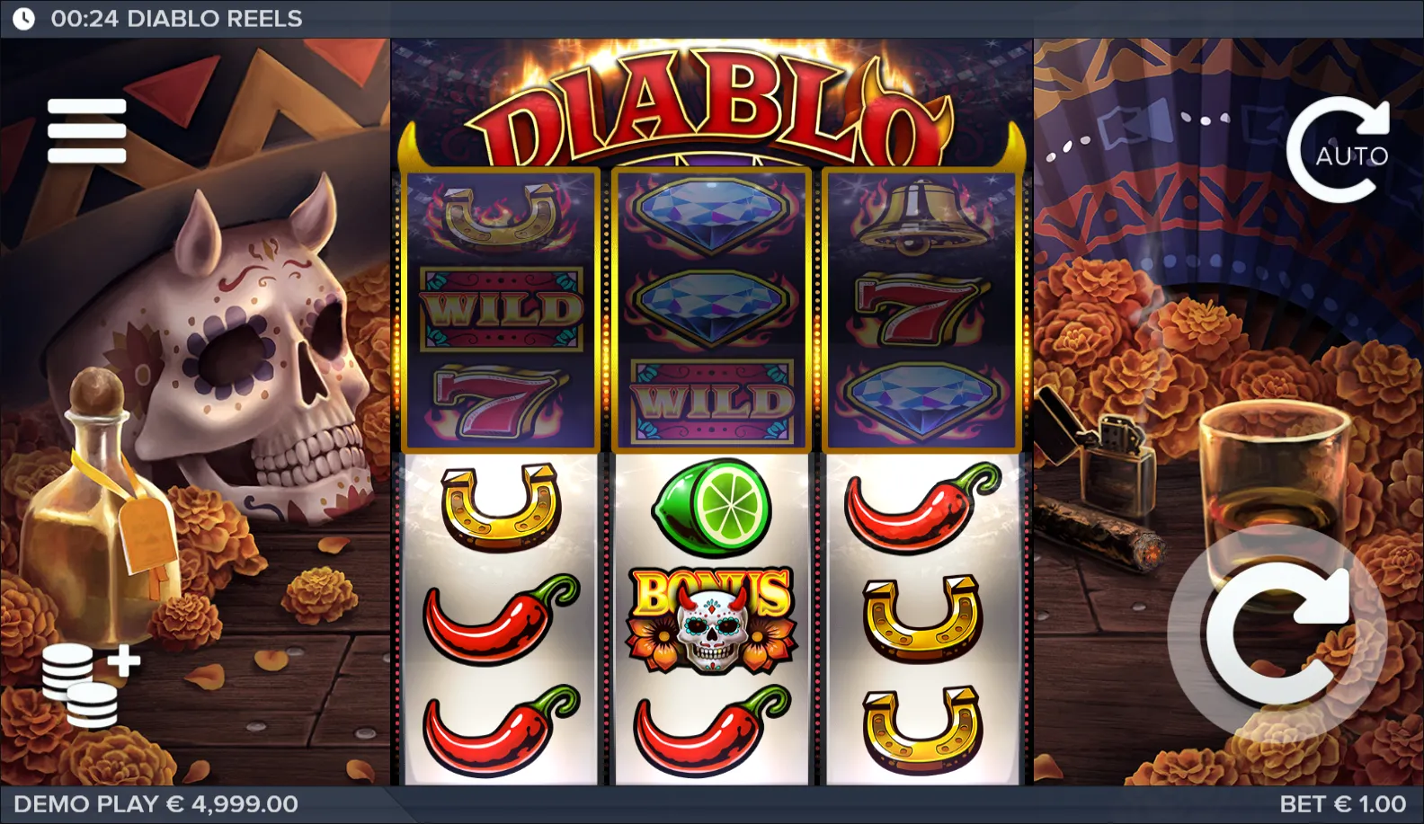 Diablo Reels slot gameplay screenshot